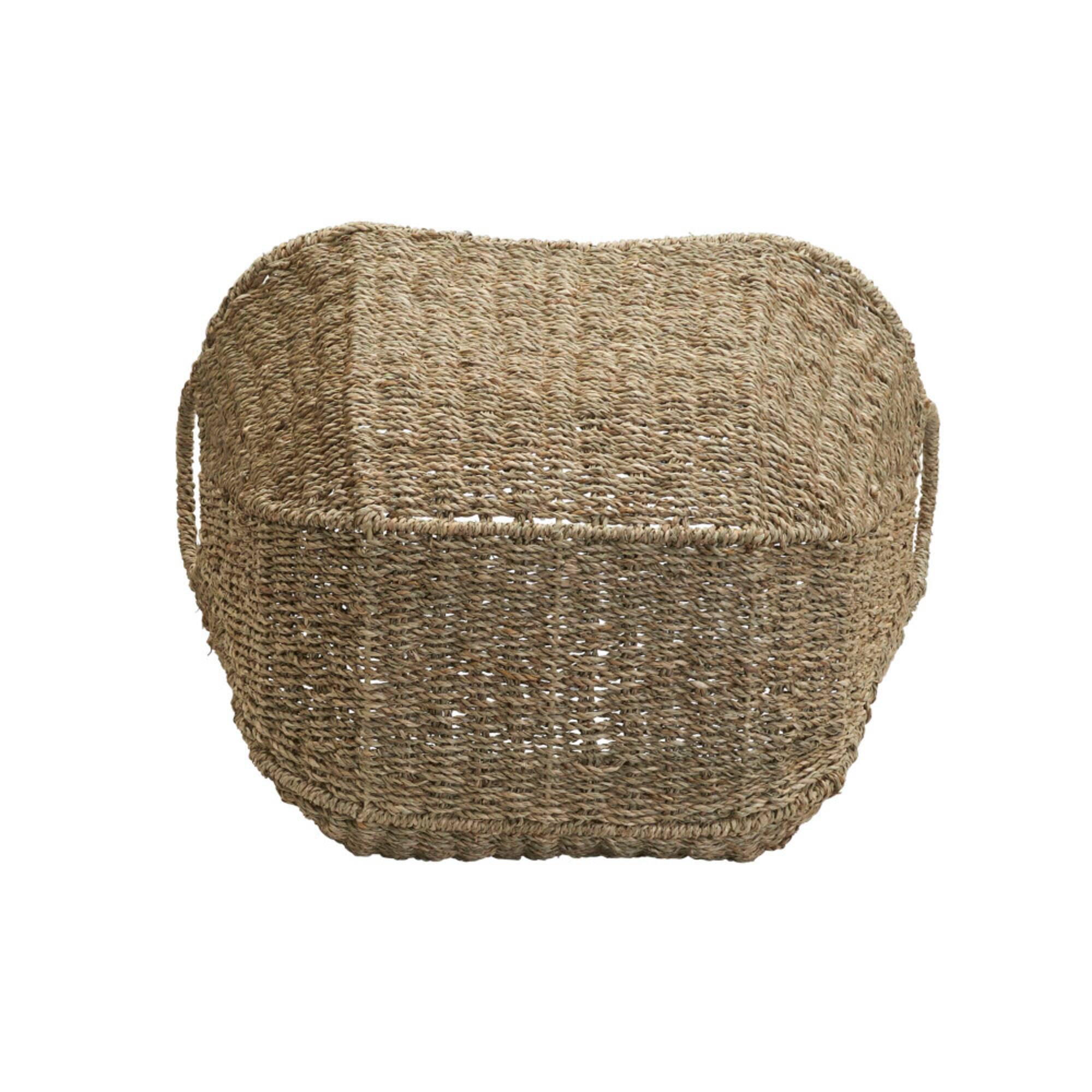 Household Essentials 17.5" Natural Woven Seagrass Basket with Handles